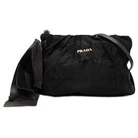 Prada Black Tessuto Canapa Logo Bow Crossbody
