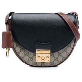 Borsa a tracolla Gucci Beige GG Supreme Saddle Padlock
