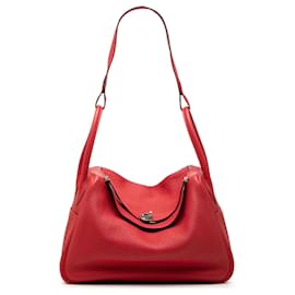 Hermès Red Clemence Lindy 34