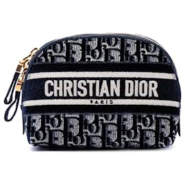 Beauty case in velluto ricamato Blue Oblique di Dior