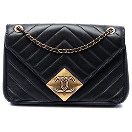Chanel Black CC Quilted Lambskin Pyramid Flap