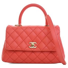 Borsa Chanel Orange Mini Caviar Coco Top Handle
