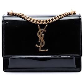 Borsa a tracolla Saint Laurent Black Small Patent Monogram Sunset