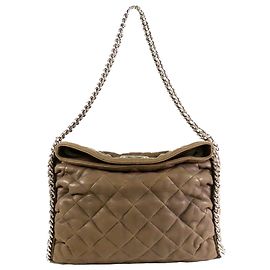 Chanel Brown Quilted Washed Lambskin Chain Around Hobo Tasche