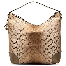 Gucci Brown GG Lurex Heart Bit Shoulder Bag