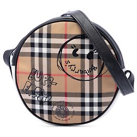 Burberry Beige Cartoon House Check Bolso bandolera redondo