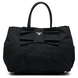 Prada Black Tessuto Fiocco Bow Tote
