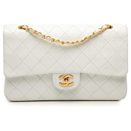 Chanel White Medium Classic Lambskin Double Flap