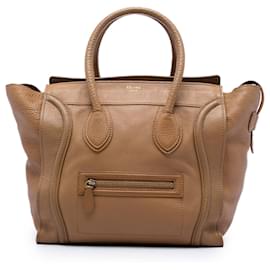 Céline Celine Tote Luggage in pelle di vitello granulata marrone