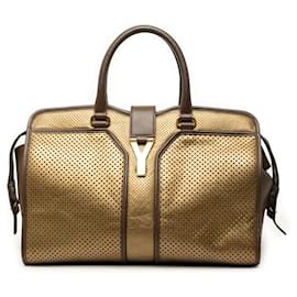 Borsa Cabas Chyc in pelle metallizzata traforata oro Saint Laurent Media
