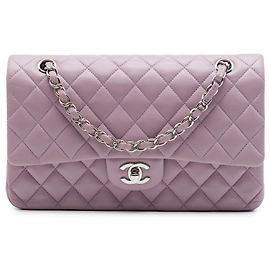 Chanel Purple Medium Classic Lambskin Double Flap