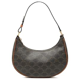 Céline Borsa a tracolla Ava in tela rivestita Triomphe marrone Celine