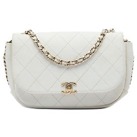 Chanel White CC Quilted Goatskin Casual Trip Flap