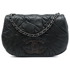 Chanel Black Iridescent Calfskin East Glint Flap
