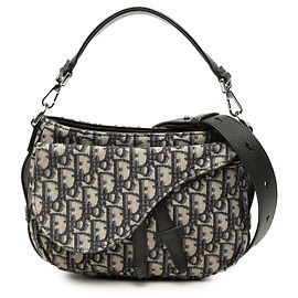 Dior Blue Mini Oblique Canvas Soft Saddle Satchel