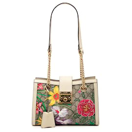 Gucci Beige Small GG Supreme Flora Padlock Tote