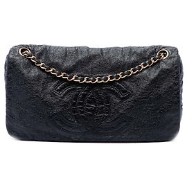 Chanel Black Medium Vinyl Rock and Chain Flap