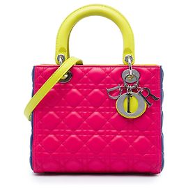 Lady Dior in agnello tricolore rosa misura Medium