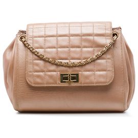 Chanel Borsa in agnello marrone Chocolate Bar Accordion Mademoiselle Turnlock Flap