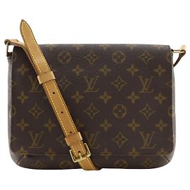 Louis Vuitton Marrone Monogram Musette Tango con Tracolla Corta