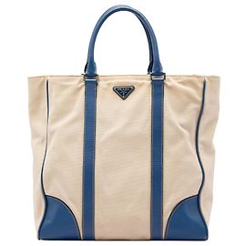 Prada Beige Saffiano Canvas Tote mit Besatz