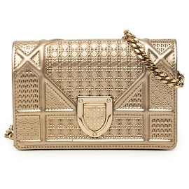 Dior Gold Baby Metallic Patent Microcannage Diorama Flap