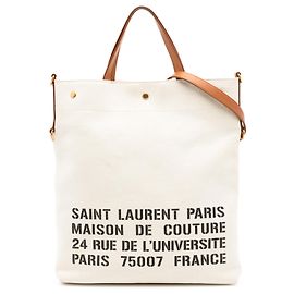 Saint Laurent Convertible Tote aus beigem Canvas mit Stencil-Logo