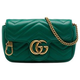 Gucci Green Mini GG Marmont Matelasse Calfskin Flap Crossbody