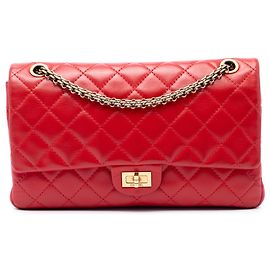 Chanel Red Quilted Lambskin Reissue 2.55 Double Flap 226