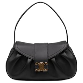 Borsa a tracolla Celine Polly in pelle di vitello nera, taglia Medium - Céline