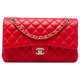 Chanel Red Medium Classic Lambskin Double Flap