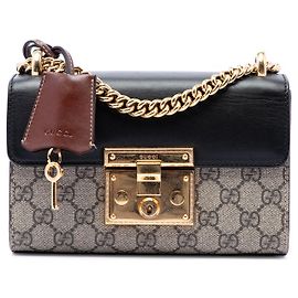 Gucci Bege Small GG Supreme Padlock Crossbody