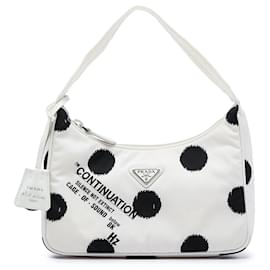 Borsa a Spalla Prada White Mini Re Nylon Polka Dot Re Edition 2000