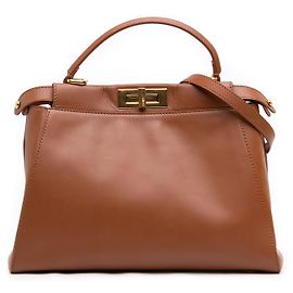 Fendi Brown Medium Calfskin Peekaboo Iconic Satchel