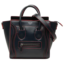 Sac cabas Luggage en cuir lisse de veau bicolore bleu Nano de Celine - Céline
