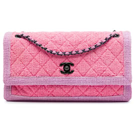 Chanel Pink CC gesteppter Tweed Accordion Flap
