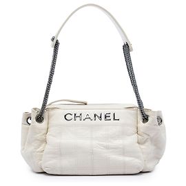 Borsa a tracolla a soffietto Chanel White Chocolate Bar Lambskin LAX