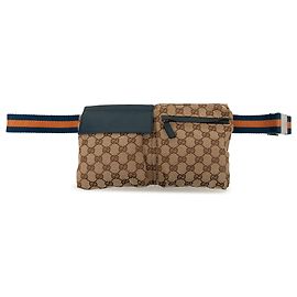 Borsa a tracolla Gucci Beige GG Canvas Web Double Pocket