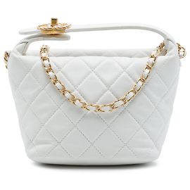 Chanel White Small Quilted Lambskin Perfect Meeting Hobo