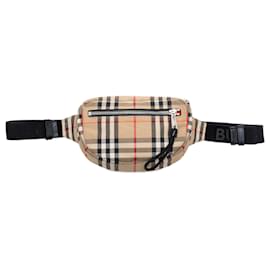 Borsa a tracolla Burberry Beige House Check Canvas Cannon