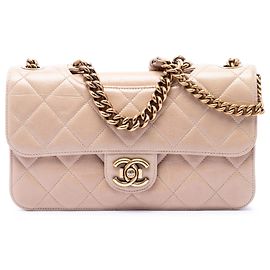 Chanel Beige Medium Quilted Aged Calfskin Perfect Edge Flap