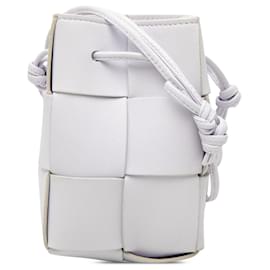 Borsa a secchiello Bottega Veneta White Mini Nappa Maxi Intrecciato Cassette