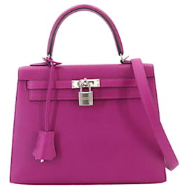 Hermès Borsa Hermes Kelly 25 Epsom Rose Purple