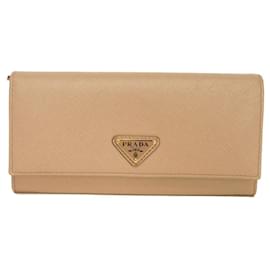 Cartera larga Prada Saffiano Lux en Beige