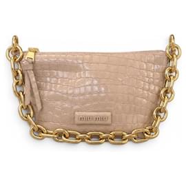 Miu Miu Krokoprägung Kalbsleder-Tasche mit goldener Kette