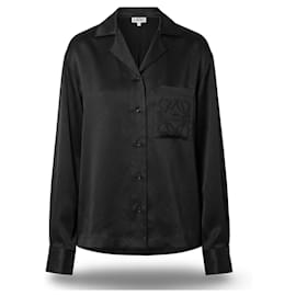 Camicia in seta nera Loewe con logo Anagram