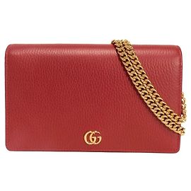 Clutch Gucci GG Marmont Chain Logo in pelle di vitello