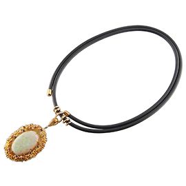 Autre Marque Yuzo Kiriyama 18K Gelbgold Opal und Diamant Halskette