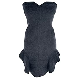 Vestido mini tubo sweetheart en lana gris Isabel Marant