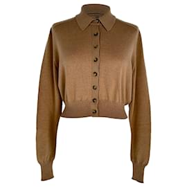 Sportmax Cardigan mit Kragen aus Wolle in Tan